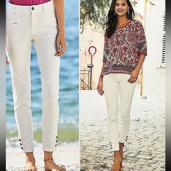 Peruvian Connection Ivory Ankle Jeans Sz. 12 - Picture 1 of 9